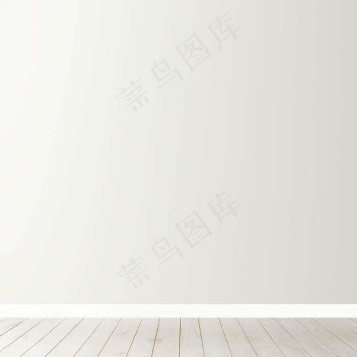 与木地板的白色空白混凝土墙模型样机