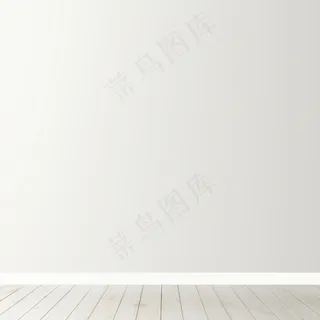与木地板的白色空白混凝土墙模型样机