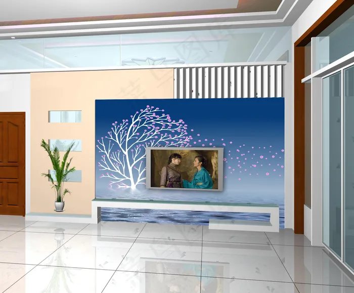 电视墙背景画效果图片