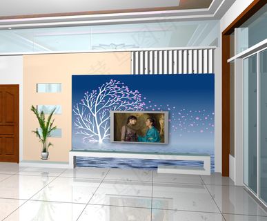 电视墙背景画效果图片