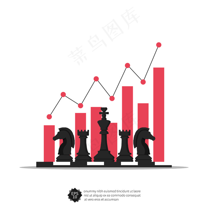 商业概念与棋子和图形符号插图。eps,ai矢量模版下载