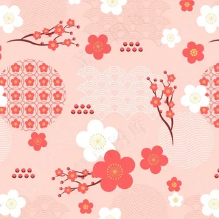 无缝图案复古几何梅花