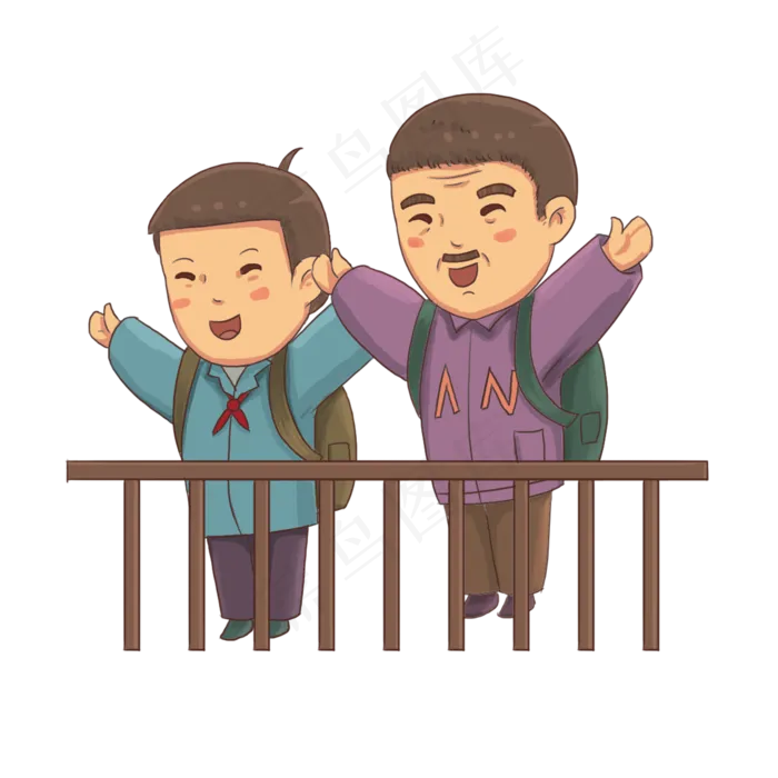 重阳节父子登高远望手绘(2000X2000(DPI:300))psd模版下载