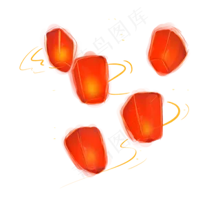 夜晚中国风孔明灯