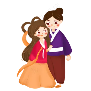 卡通七夕节牛郎织女人物