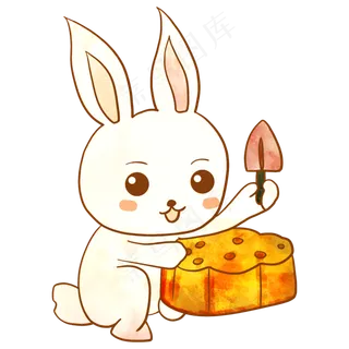 中秋兔子吃月饼