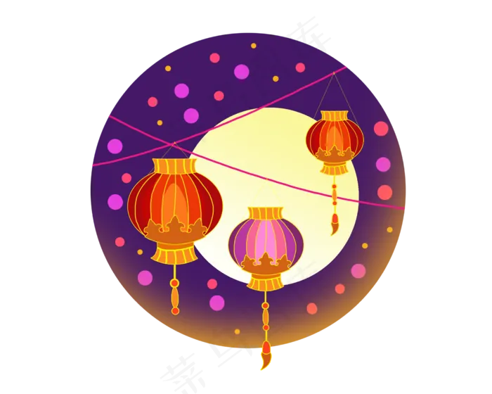 中秋节彩色灯笼(2500X2000(DPI:300))psd模版下载