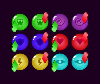 一组游戏ui圆形彩色果冻gui资产元素