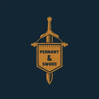 旗和剑抽象标志，符号或标志模板。