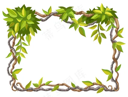 藤本植物枝和热带叶的框架。 藤本植物枝和热带叶的框架。