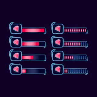 一套gui奇幻rpg宝石钻石进度条游戏ui资产元素