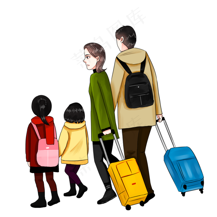 春节春运回家旅行旅游手绘卡通家