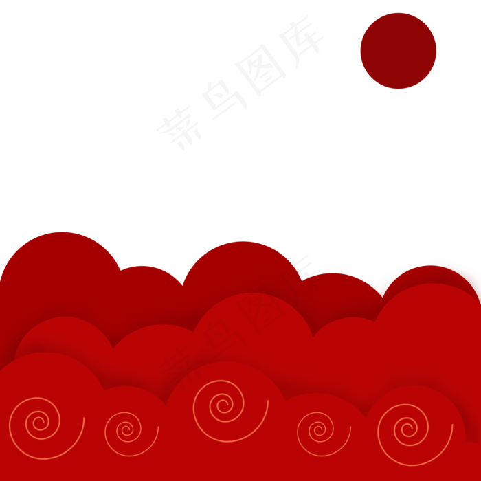 红色系剪纸红色云纹中秋节