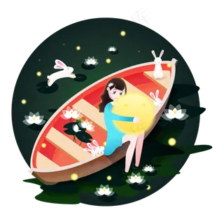 中秋节跟月兔一起赏月矢量设计元