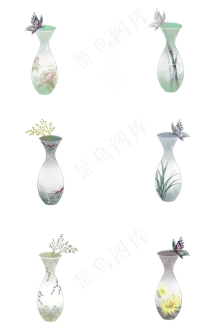 中国古风蝴蝶花卉花瓶