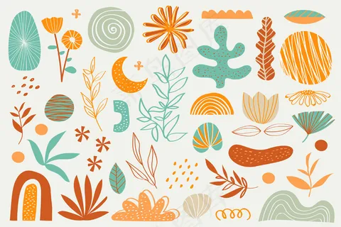 各种花草有机形态背景 各种花草有机形态背景