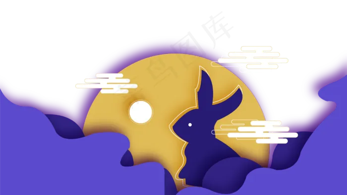 中秋节兔子月亮剪纸风(3543X5315(DPI:300))ai矢量模版下载