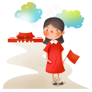 国庆节游玩的女孩