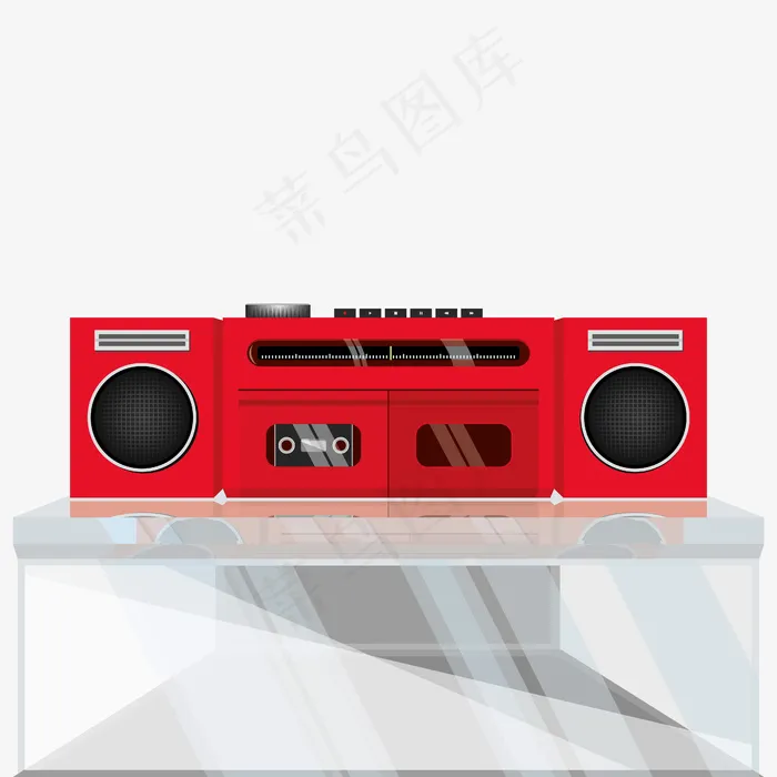 复古立体声录音机，卡塞特播放器eps,ai矢量模版下载