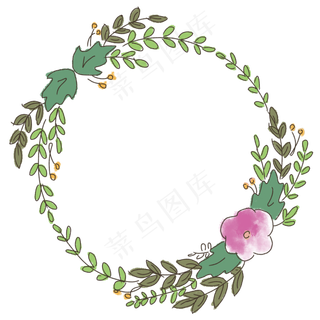 七夕清新藤蔓柳叶花朵装饰边框