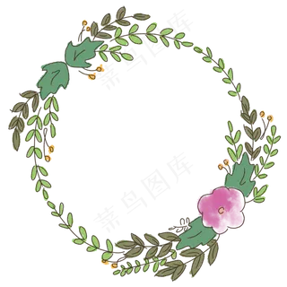 七夕清新藤蔓柳叶花朵装饰边框