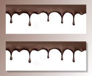 滴着融化的巧克力。液体巧克力的真实3d。
