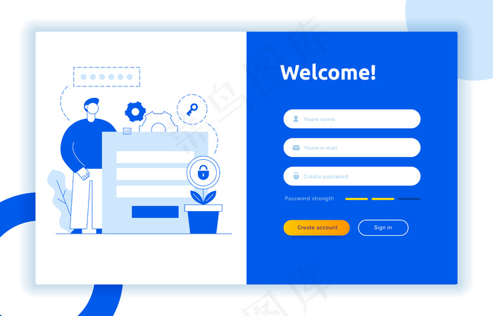 登录ui用户体验设计概念和说明eps,ai矢量模版下载