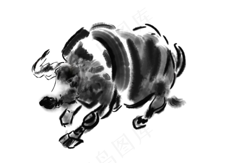 中国风 水墨牛