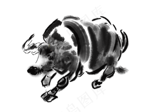 中国风 水墨牛