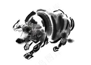 中国风 水墨牛