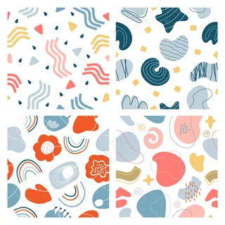 抽象涂鸦图案。手绘现代质感当代图形背景，创意抽象美学图案集。绘画形状现代，背景壁纸图案插图