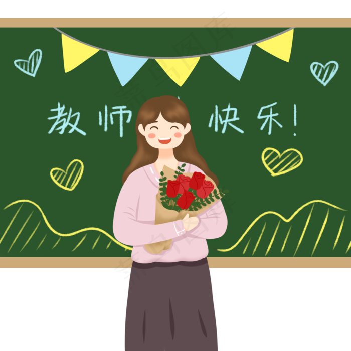 教师节女老师人物(2000X2000(DPI:300))psd模版下载