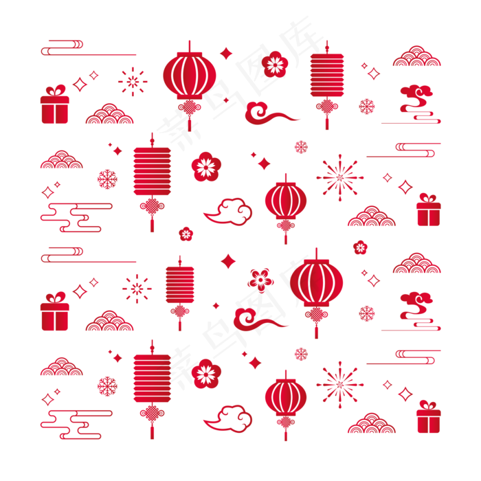新年牛年喜庆底纹(2000X2000(DPI:300))ai矢量模版下载