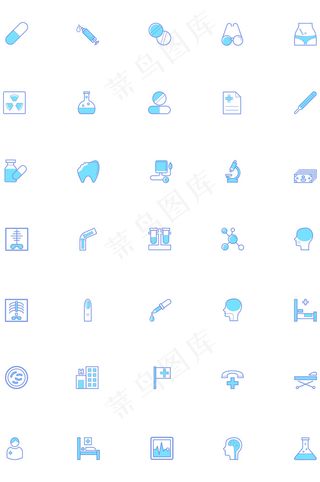 健康医疗线面图标设计