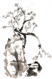 梅花水墨画PNG免抠素材 梅花水墨画PNG免抠素材