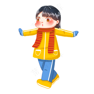 冬季冬天卡通可爱女孩大雪立冬冬