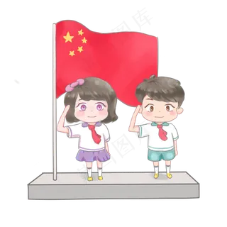 卡通手绘开学日上学的小学生