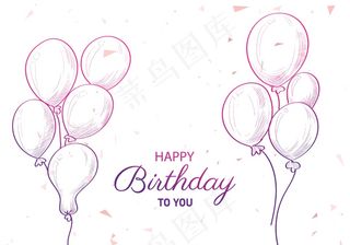 手绘生日气球草图背景