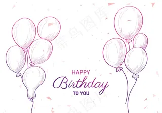 手绘生日气球草图背景