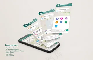 手机上的Whatsapp messenger模板和ui ux应用演示模型样机