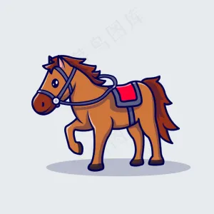 赛马卡通图标插图。