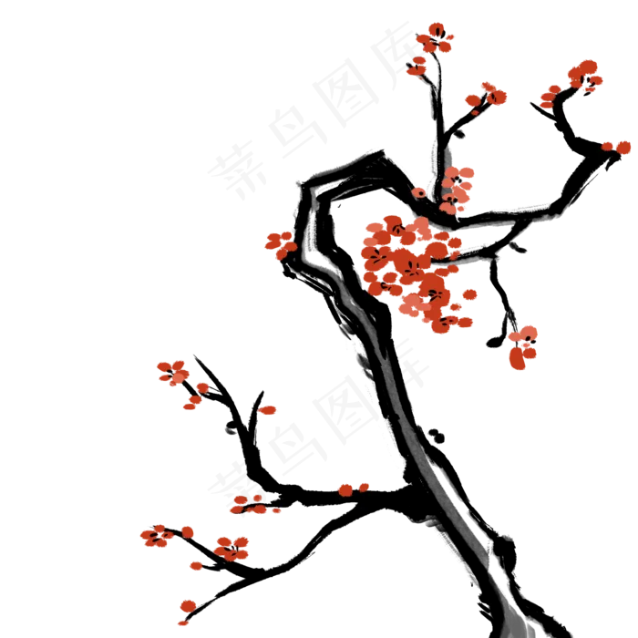 手绘红色梅花(2000X2000(DPI:300))psd模版下载