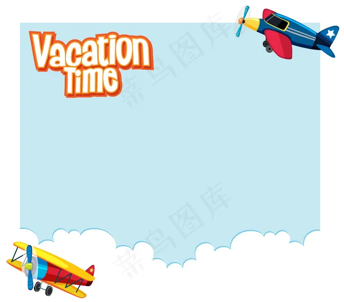 飞机在空中飞行的背景设计。休假时间eps,ai矢量模版下载