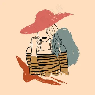 优雅线条艺术风格的女性