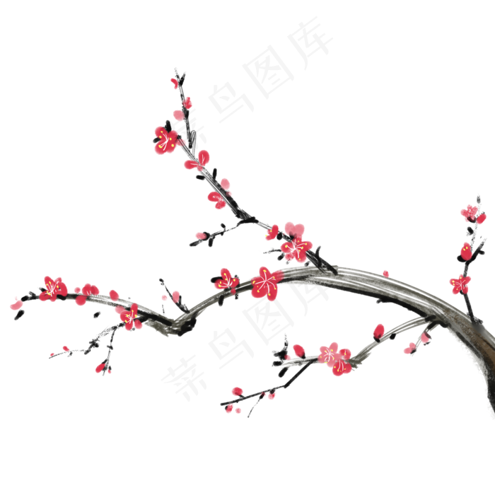 梅花红梅设计图腾中国风