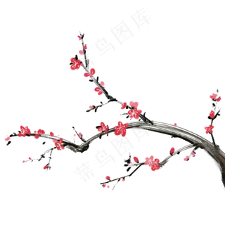 梅花红梅设计图腾中国风