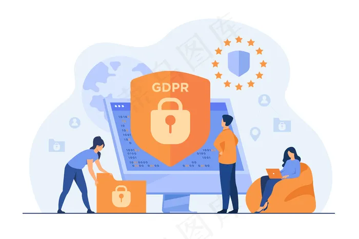 保护商业数据和法律信息的小人物。eps,ai矢量模版下载
