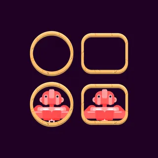 游戏ui木制边框集，人物头像预览