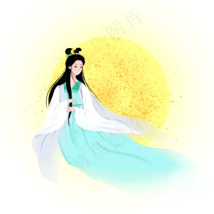 中秋节卡通古风嫦娥(2000X2000(DPI:300))psd模版下载