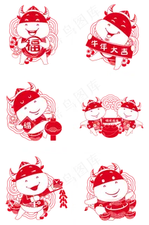 红色剪纸牛